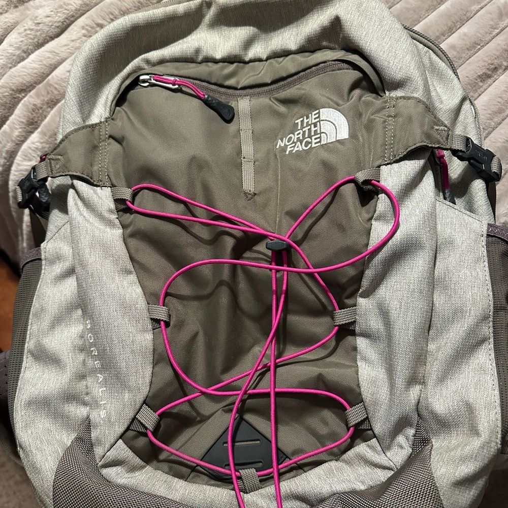 The North Face Gray and Pink Backpack